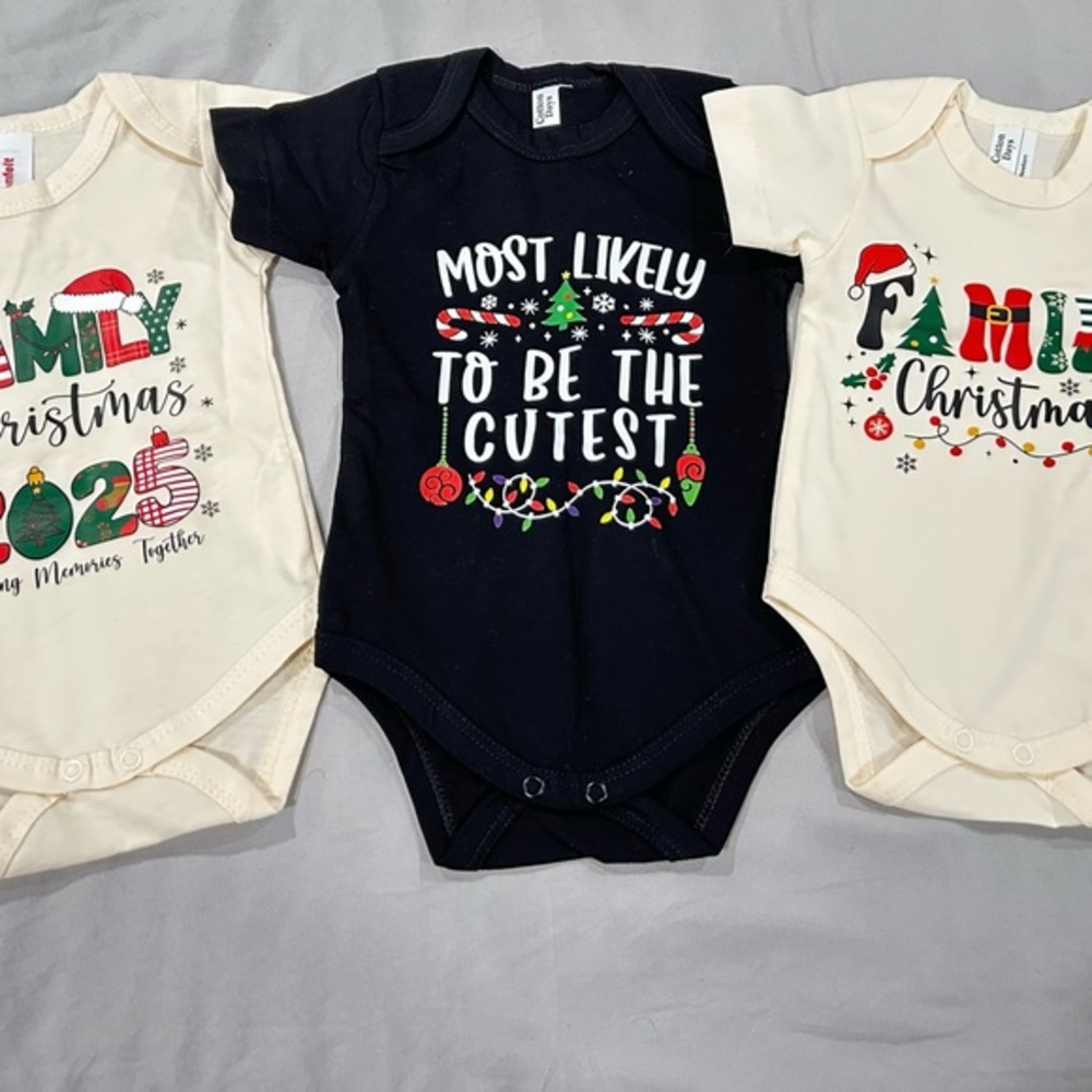 Christmas newborn cotton Set - Black and Cream set of 3 pcs NEW